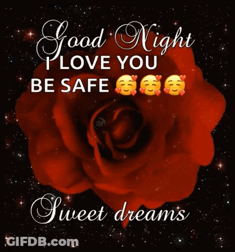 Good Night I Love You Be Safe Sweet Dreams Red Rose GIF