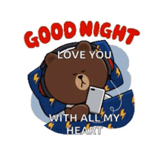 Good Night I Love You Bear Kiss Sleep GIF