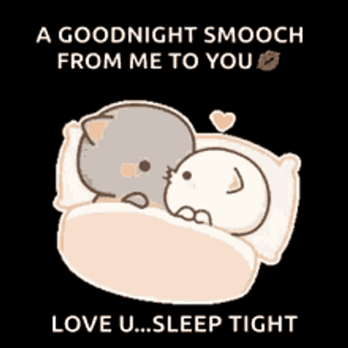 Good Night I Love You Peach Cat Kiss GIF