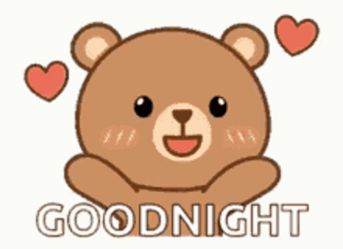 Good Night Kiss Bear With Hearts GIF