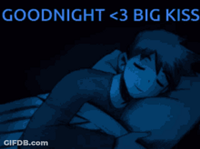 Good Night Kiss Sleeping Guy Animation GIF