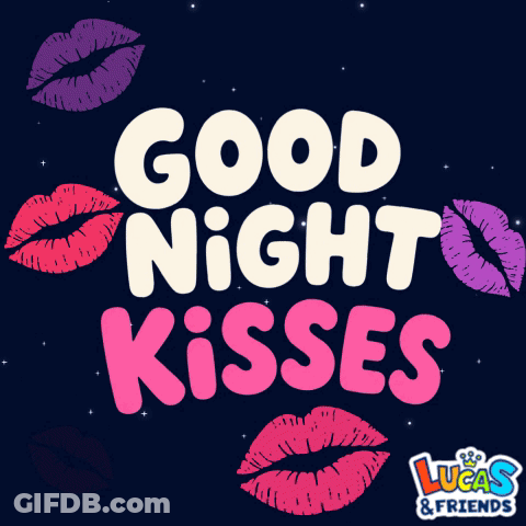 Good Night Kisses Poster With Lucas & Friends GIF