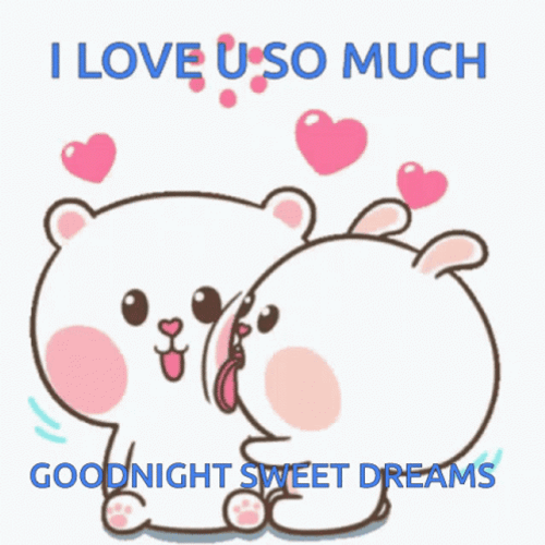 Good Night Love You Bunny Couple Cheek Hearts GIF
