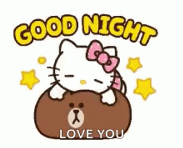 Good Night Love You Hello Kitty Mocha Bear GIF