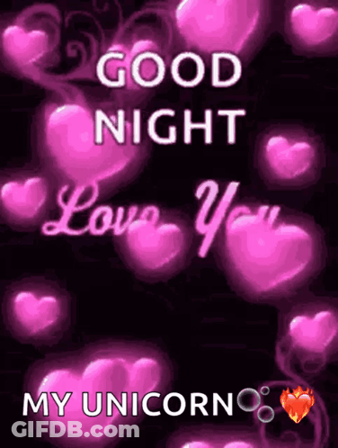 Good Night Love You Message With Pink Hearts GIF