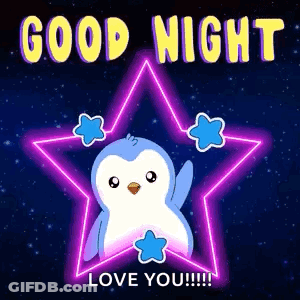 Good Night Love You Penguin Card GIF