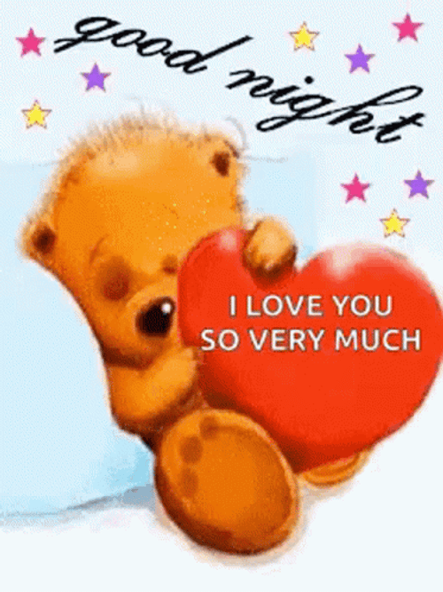 Good Night Love You Sleeping Bear Hug Heart GIF
