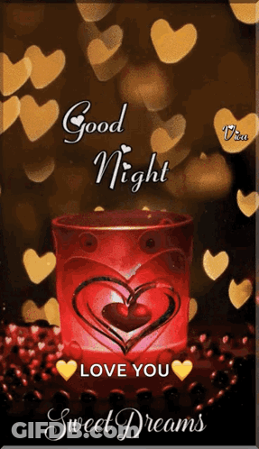 Good Night Love You Sweet Dreams Heart Candle GIF