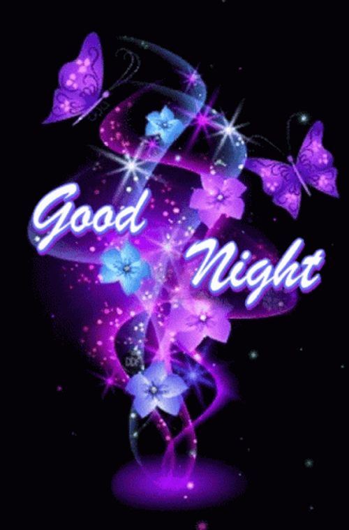 Good Night Magical Purple Flowers GIF
