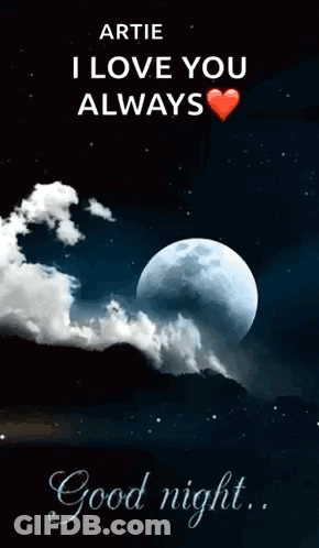 Good Night Message With Full Moon GIF