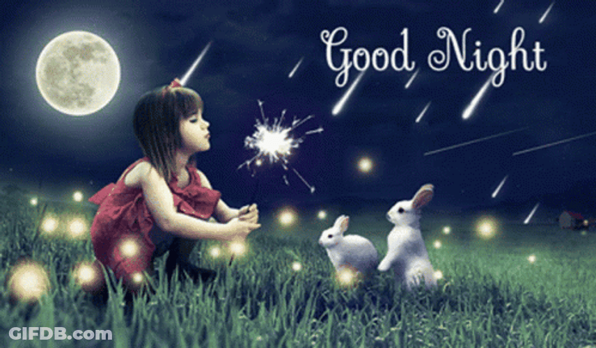 Good Night Meteor Shower Cartoon GIF