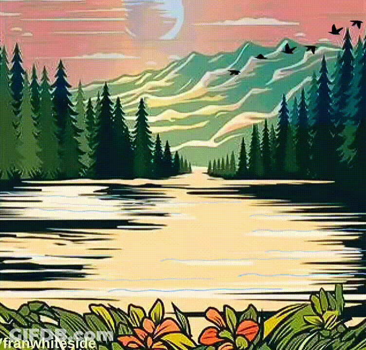 Good Night Mountain Lake Sunset GIF