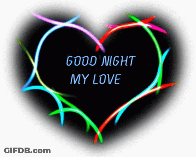 Good Night My Love Colorful Black Heart Lines GIF