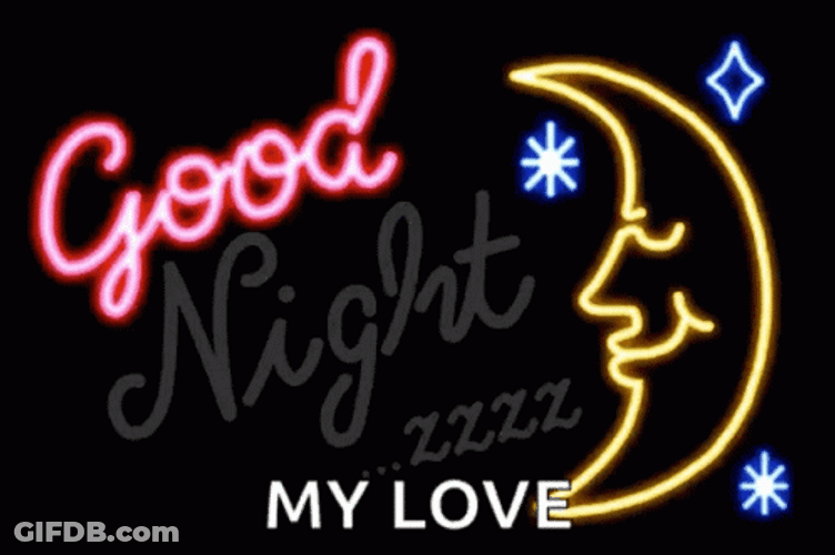 Good Night My Love Crescent Moon Animation GIF