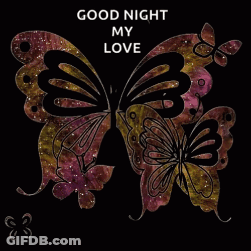 Good Night My Love Sparkling Butterfly GIF