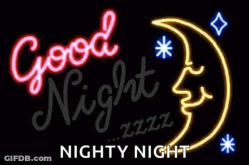 Good Night Neon Sign With Crescent Moon GIF