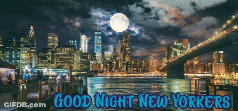 Good Night New Yorkers Poster In Blue GIF