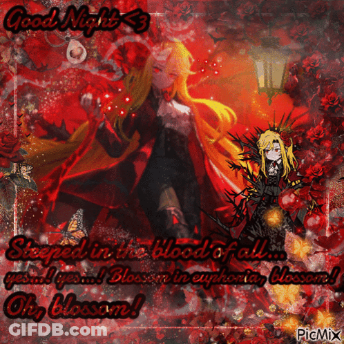 Good Night Poster With Blood And Blossoms GIF