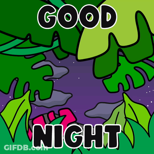 Good Night Poster With Green Leaves GIF