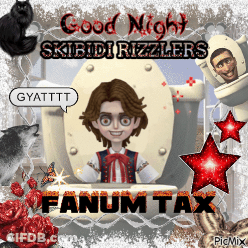 Good Night Skibidi Rizzlers Fanum Tax Poster GIF