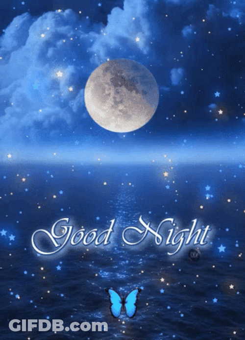 Good Night Sky Sparkle Butterfly GIF