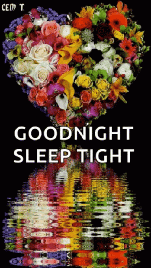 Good Night Sleep Tight Heart Bouquet Flowers GIF