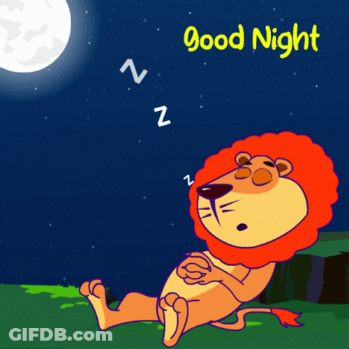 Good Night Sleep Tight Snoring Lion Zzz GIF