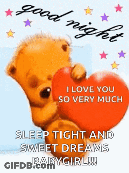 Good Night Sleep Tight Sweet Dreams Sleeping Bear GIF