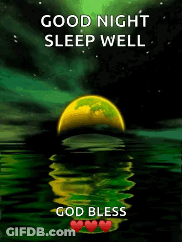 Good Night Sleep Well Green Moon GIF