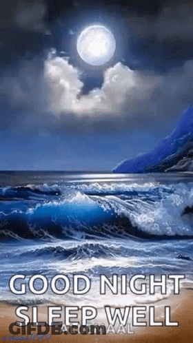 Good Night Sleep Well Greeting Card Beach Full Moon GIF
