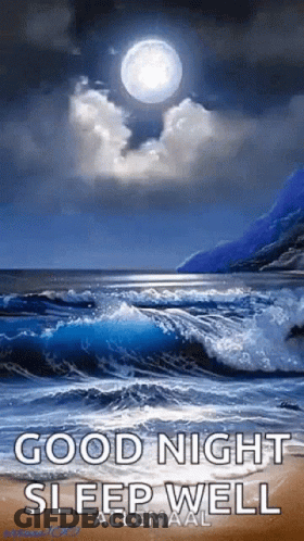 Good Night Sleep Well Greeting Card Beach Full Moon GIF