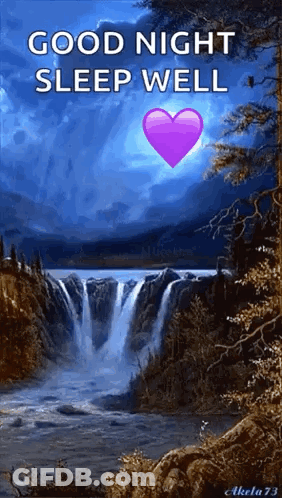 Good Night Sleep Well Waterfall Heart GIF