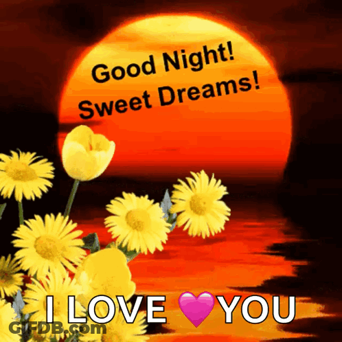 Good Night Sweet Dreams Card With Flowers GIF