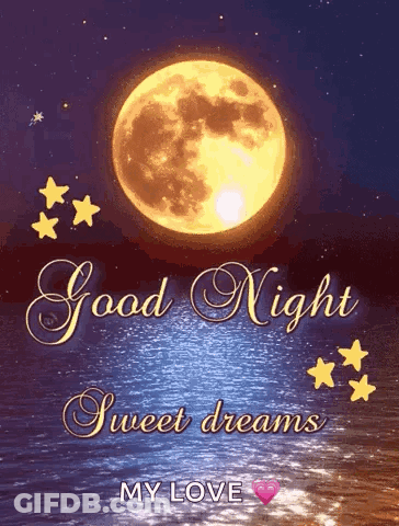Good Night Sweet Dreams Full Moon Card GIF