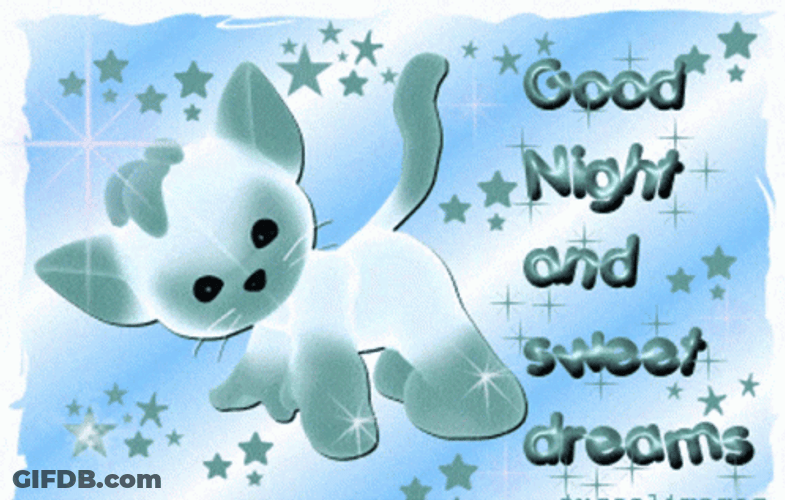 Good Night Sweet Dreams Green Cat GIF
