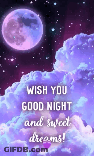 Good Night Sweet Dreams Greeting Card With Full Moon GIF