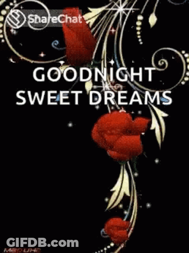 Good Night Sweet Dreams Greeting Card With Red Roses GIF