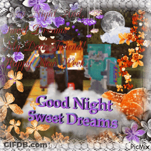 Good Night Sweet Dreams Purple Letters GIF