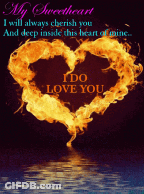 Good Night Sweetheart Heart Flames GIF