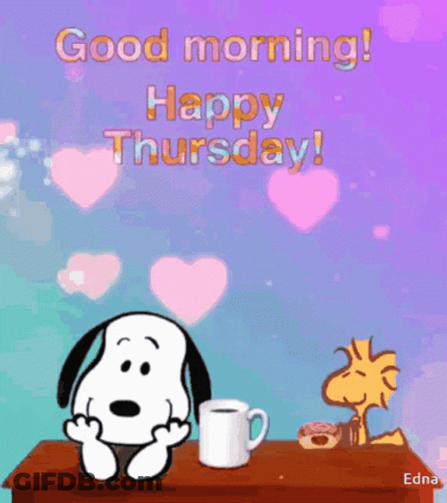 Good Thursday Morning Snoopy Rainbow GIF