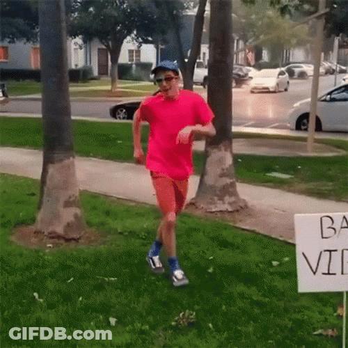 Good Vibes Man Dancing Away From Bad Vibes GIF