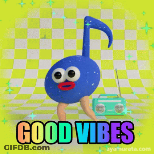 Good Vibes Musical Note Cartoon GIF