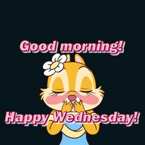 Good Wednesday Morning Cartoon Squirrel Flying Kiss GIF