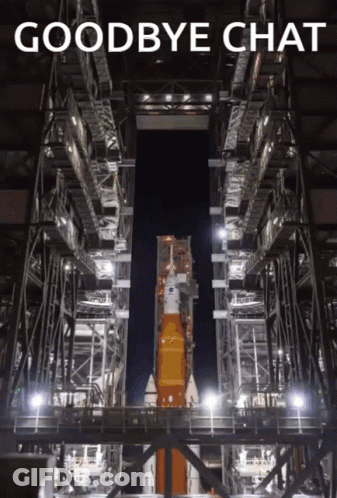 Goodbye Chat Poster With Rocket Background GIF