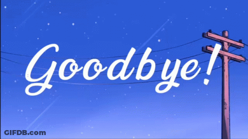 Goodbye On Blue Background With Telephone Pole GIF