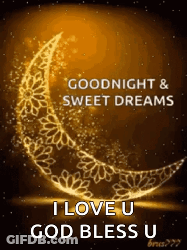 Goodnight And Sweet Dreams Message With Crescent Moon GIF