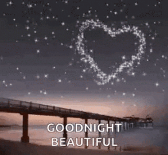 Goodnight Beautiful Heart Stars Love GIF