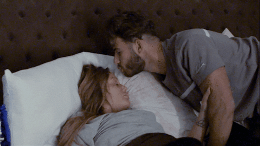 Goodnight Forehead Kiss Sleeping Girlfriend GIF