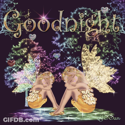 Goodnight Greeting Card With Two Fairies GIF