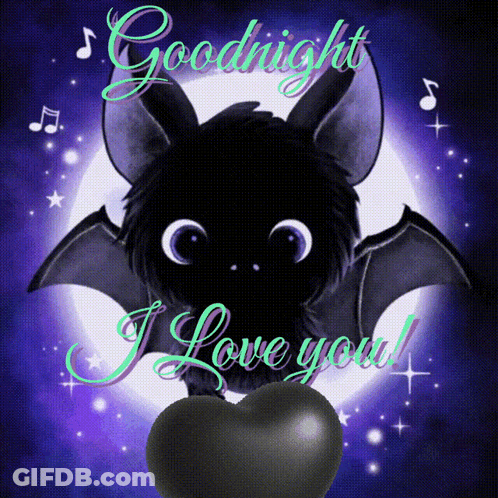 Goodnight I Love You Card With Bat And Heart GIF